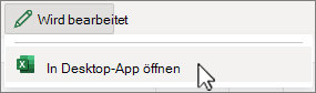 Screenshot der Excel-Desktop-App öffnen