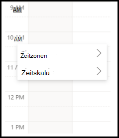 Zeitzonen und Optionen für die Zeitskala im Kalender. 