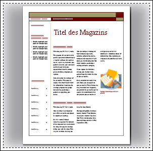 First page of pre-designed newsletter