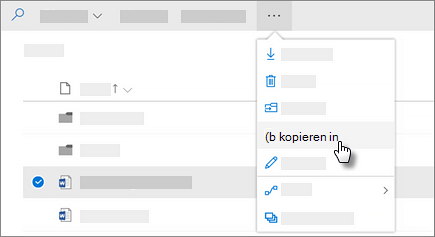 Screenshot des Befehls "Kopieren nach" in OneDrive for Business