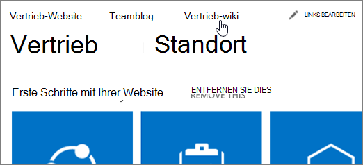 Top-Links mit einer Auswahl.