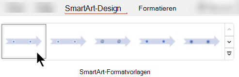Auf der Registerkarte SmartArt-Entwurf können Sie SmartArt-Formatvorlagen verwenden, um eine Form, Farbe und Effekte für Ihre Grafik auszuwählen.
