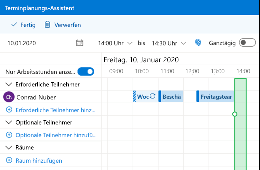 Terminplanungs-Assistent mit kombinierten Kalenderereignissen