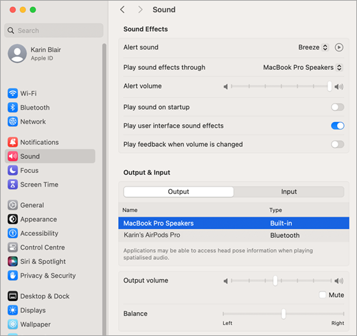 Soundeffekte für Mac-Systemeinstellungen