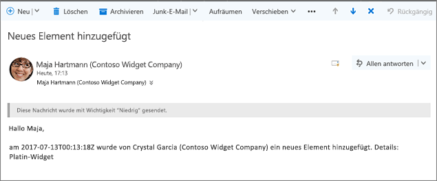 E-Mails, die von Microsoft Flow, wenn ein Element geändert wurde