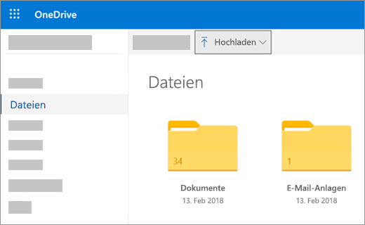 Hochladen von Dateien oder Bildern auf OneDrive