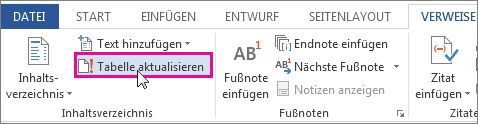 Aktualisieren Eines Inhaltsverzeichnisses - Office-­Support