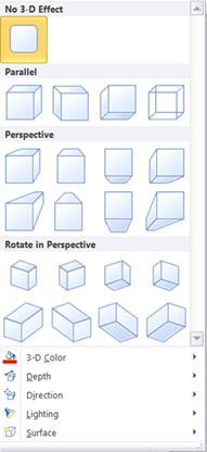 Optionen für WordArt-3D-Effekte in Publisher 2010