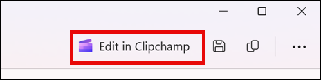 Bildschirm eines gekippten Videos im Snipping Tool mit der Schaltfläche "In Clipchamp bearbeiten".