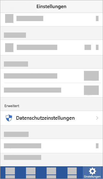 Screenshot der Schaltfläche „Datenschutzeinstellungen“