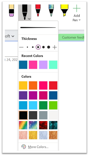 Auswählen einer Farbe aus den verfügbaren Farben