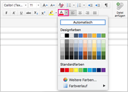 Schriftfarbauswahl in Outlook für Mac