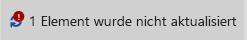 Meldung und Symbol für nicht aktualisiertes Element