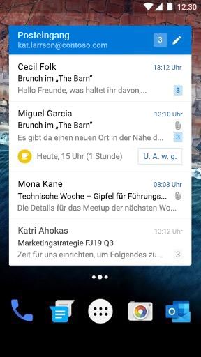 Das Android-E-Mail-Widget im breiten Modus