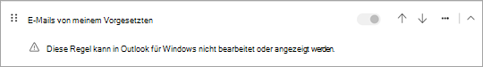 Eine Regel mit clientseitigen Bedingungen oder Aktionen kann nicht angezeigt oder bearbeitet werden.