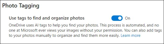 Einstellungen für Fototag in OneDrive