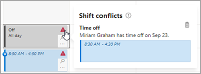 Verwalten sie einen Schichtkonflikt im Zeitplan in Schichten.