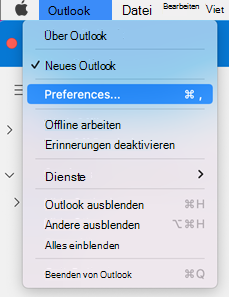 Outlook für Mac Einstellungen