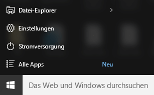 App für Windows 10-Startmenüeinstellungen
