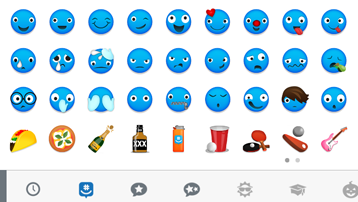 Screenshot einer Auswahl von GroupMe-Emojis
