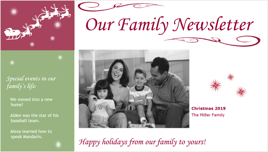 Bild eines Urlaubs-Familien-Newsletters mit Foto
