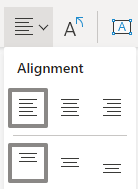 The Align text menu in Visio for the web left alignment selected.
