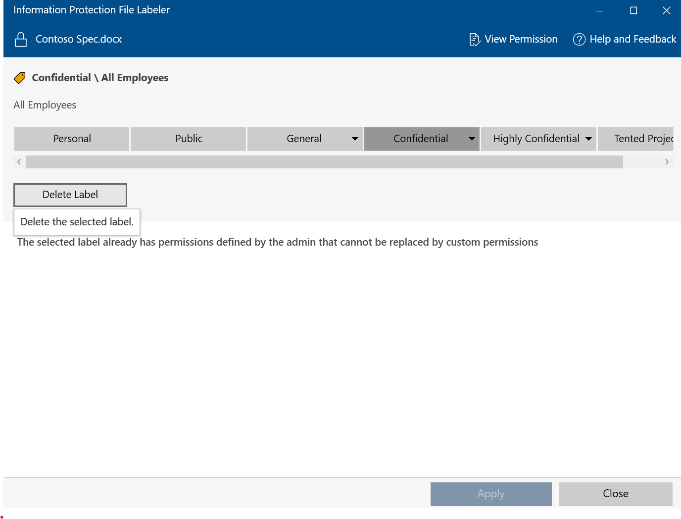 Löschen von Bezeichnungen mit Microsoft Purview Information Protection File Labeler