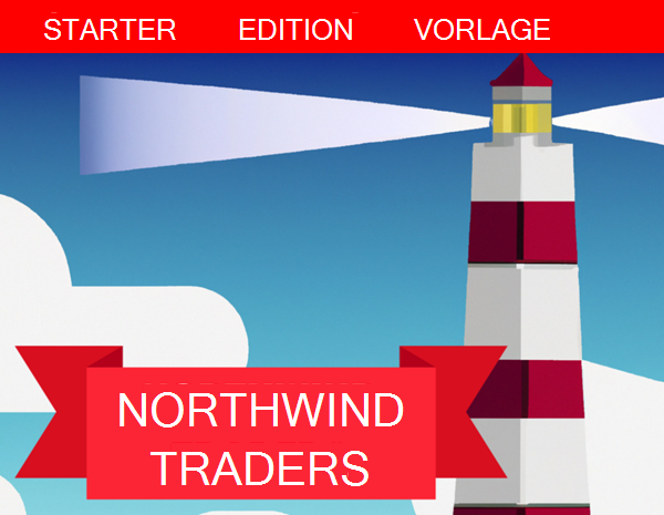 Abbildung des Datenbanklogos der Northwind Traders Starter Edition mit einem Leuchtturm