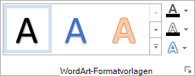 Die Gruppe "WordArt-Formatvorlagen"