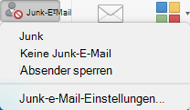 Junk-e-Mail im Menüband mit Option ' Absender blockieren '