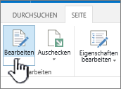 Registerkarte "Seite" mit hervorgehobener Schaltfläche "Bearbeiten"