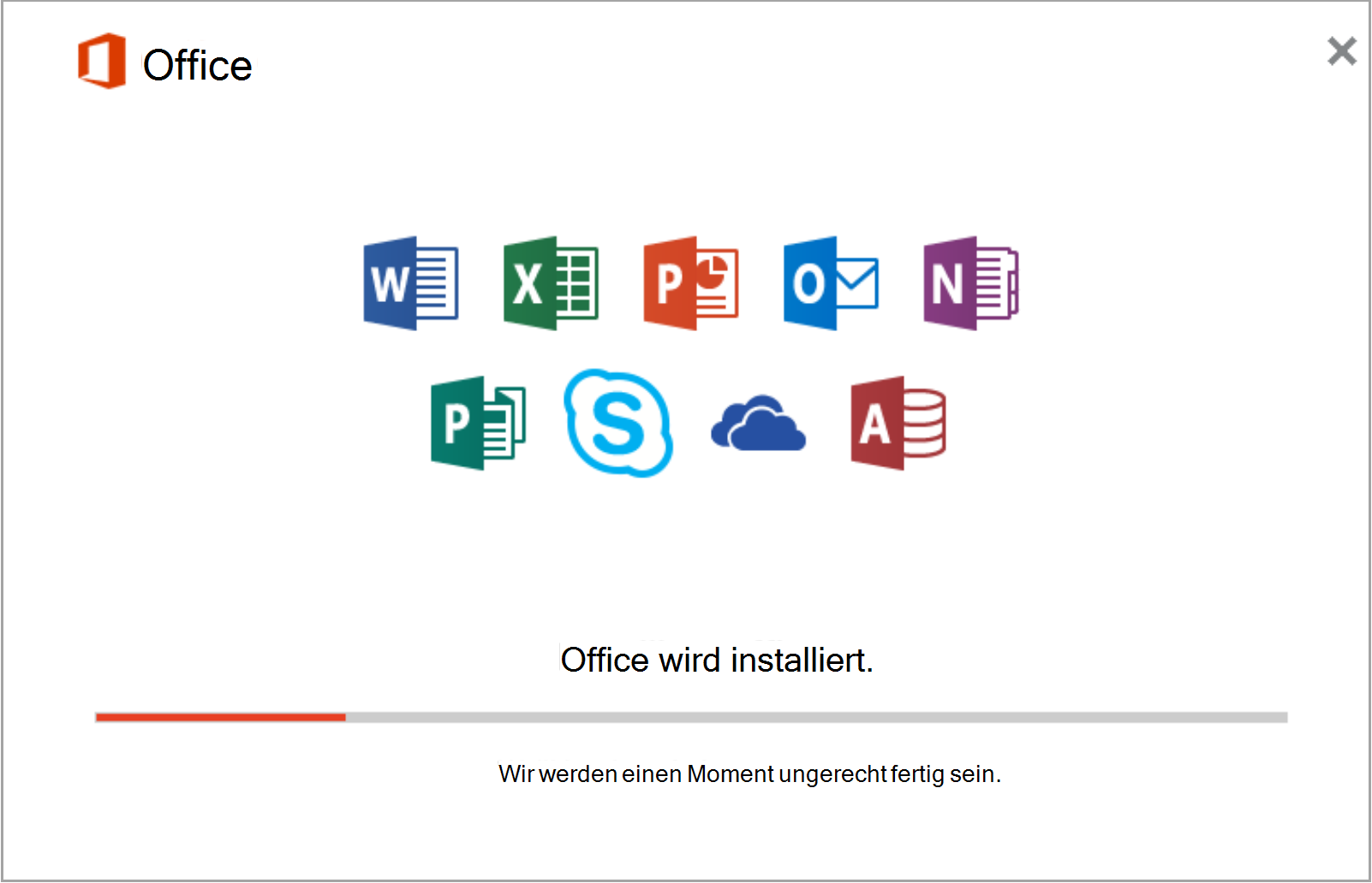 Screenshot der Office-App-Installation
