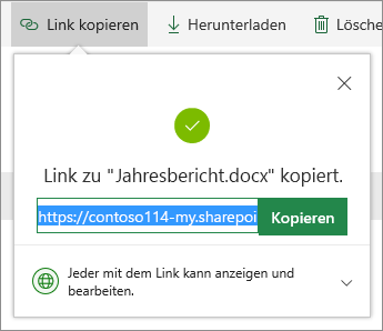 "Link kopieren" in OneDrive for Business