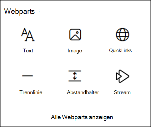 Webparts in der Toolbox