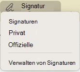 option Outlook für Mac Signature in message