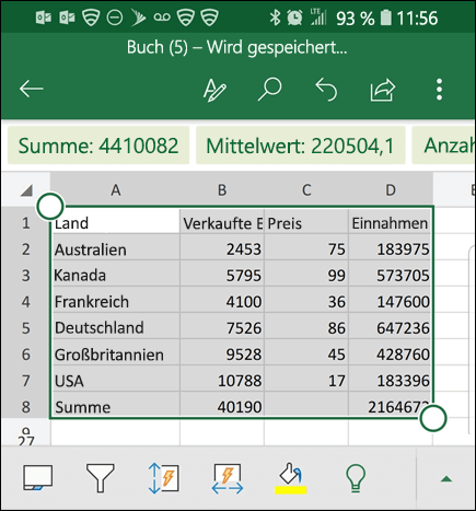 Excel hat Ihre Daten konvertiert und wieder in das Raster eingefügt.