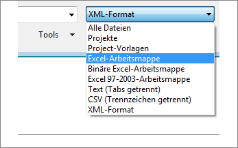 Auswählen der Excel-Arbeitsmappe mit den zu importierenden Daten