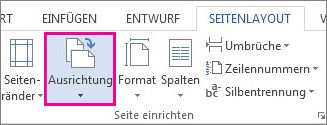 Drehen einer Seite in das Quer- oder Hochformat in Word - Word