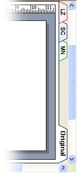 Zeichnung mit verschiedenfarbigen Registerkarten für Markupüberlagerungen