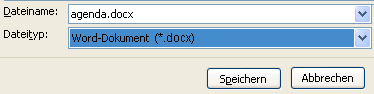 Speichern von Dateien als DOCX