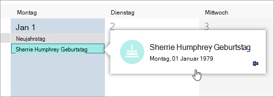 Hinzufügen eines Geburtstags oder Feiertagskalenders in Outlook.com 