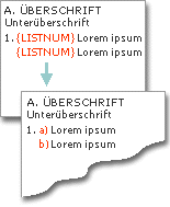 listnum fields used to generate letters on the same lines as numbers