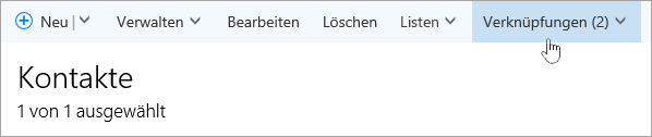 Screenshot der Schaltfläche "Verknüpfungen" auf der Seite "Personen"