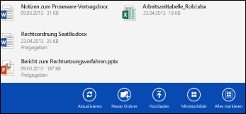 Die OneDrive for Business-Aktionsleiste