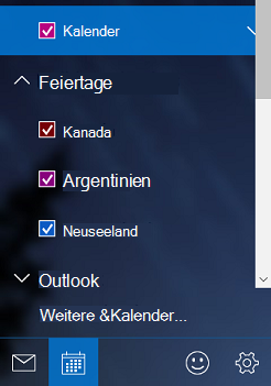 Hinzufügen eines Feiertagskalenders in Windows 10