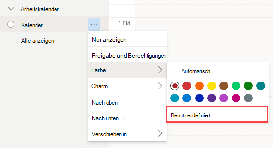Outlook Web Calendar Color Selection Custom