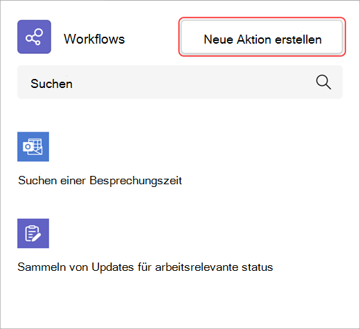 Screenshot: Erstellen einer neuen Workflowaktion