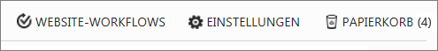 Ansicht der Schaltfläche "Papierkorb" in "Websiteinhalt".