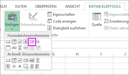 Hinzufugen Eines Listenfelds Oder Kombinationsfelds Zu Einem Arbeitsblatt In Excel Excel