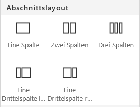 Screenshot des Menüs "Abschnittslayout" in SharePoint.